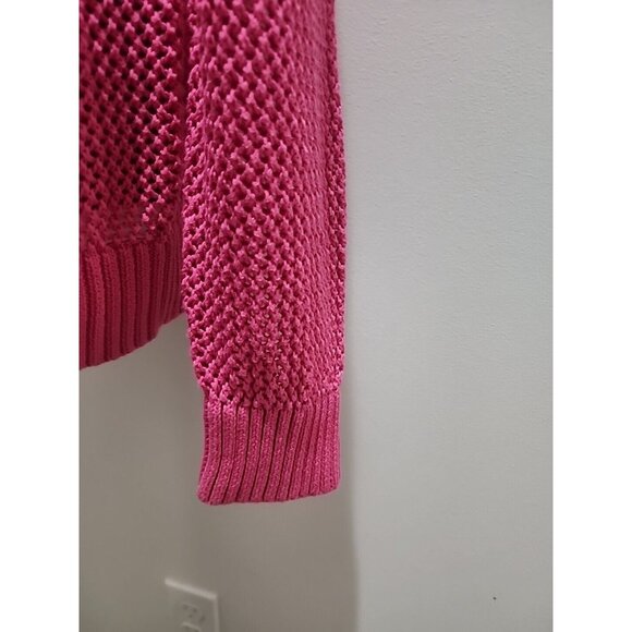 Quacker Factory Womens Jacket Small Sz XL Pink Knit Pineapple Sequin Hood Beaded - Picture 6 of 8